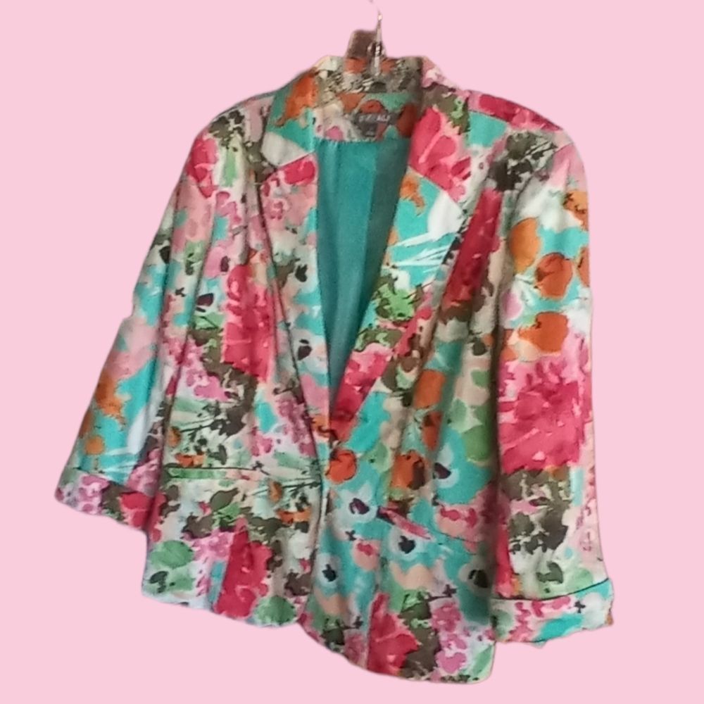 Roz & Ali Spring Floral Print Blazer